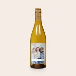 Salentein Chardonnay wine bottle with a personalized photo label showing three women and text Cheers to Friendship