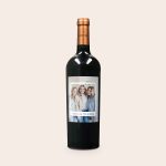 Salentein Malbec wine bottle with a custom photo label featuring three women and the text Cheers to Friendship
