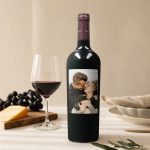 Delicious bottle of Salentein Merlot with a custom photo label featuring a couple, "John & Marieke Cheers to Forever" text
