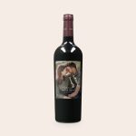 Salentein Merlot wine bottle with a custom photo label of a couple and the text "Cheers to Nick & Marie 12-09-2023"