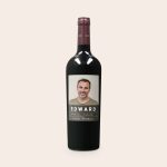 Salentein Merlot wine bottle with a custom photo and text label printed with a man's face, "Edward," and "Happy birthday."