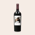 Salentein Merlot bottle with a personalized photo label showing a couple, names Matthew & Emily, and date 12.02.2022.