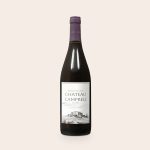 A personalized bottle of Salentein Pinot Noir with a white label printed with the text Chateau Campbell and a vineyard drawing
