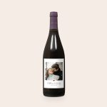 A delicious bottle of Salentein Pinot Noir with a personalized photo and text label printed with "Matthew & Emily 12.02.2022" and a red heart.