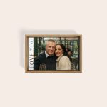 Personalised wooden serving tray - Beige - 33 x 20 cm, printed with a photo of a couple and 'LOVE YOU' text.