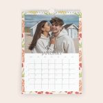 2026 personalised wall calendar with a photo of a couple printed above January