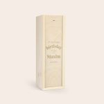 Personalized tequila gift in an engraved case with "A very happy birthday to you Maxim"