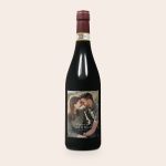 Farina Amarone wine bottle with a personalized label, printed with a photo of a couple and custom text Cheers to Nick and Marie 12-09-2023