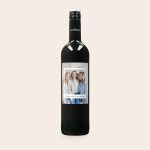 Maison de la Surprise Cabernet Sauvignon wine bottle with a personalized label, printed with a photo of three women and the text Cheers to Friendship.
