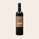 A bottle of Maison de la Surprise Cabernet Sauvignon with a custom brown label printed with a name, date and grape bunch design