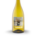 Maison de la Surprise Chardonnay with a personalised label printed with a photo and "THANKS!" text