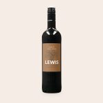 Maison de la Surprise Merlot with a personalized label, printed with a grape design and the name Lewis.
