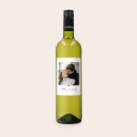 A Maison de la Surprise Sauvignon Blanc bottle with a personalized label featuring a photo of a couple, names Matthew & Emily, and the date 12.02.2022.