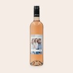 Personalized bottle of rose wine with a photo label that says Cheers to Friendship to surprise your loved ones