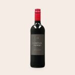Oude Kaap red wine bottle with a custom-made label featuring a gray octopus design and the text Chateau Harris