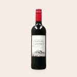 Oude Kaap red wine bottle with a custom label showing a chateau and vineyard