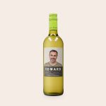 Oude Kaap white wine bottle with a personalized photo label showing a man and the name EDWARD, Oxford, 1994, Happy Birthday