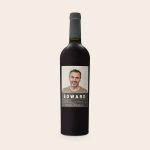 Riondo Merlot wine bottle with a personalized label, printed with a photo of a man and text "Edward 1994 Oxford Happy birthday"