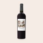 Bottle of Riondo Merlot wine with a personalised label printed with four custom photos and the text Melanie Best Mum Ever